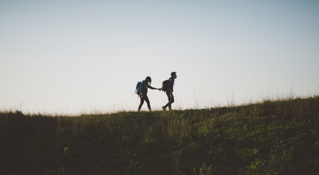 A couple hiking