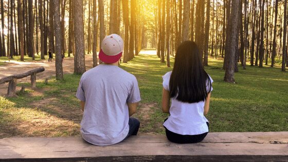 Couple sitting in the park