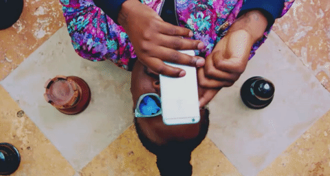 Man swiping on phone