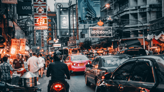 a busy street in Chinatown