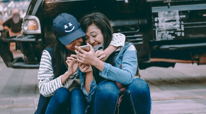 two happy Indonesian girls