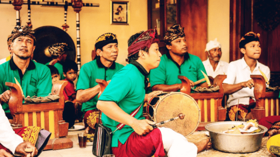 Indonesian men playing instruments