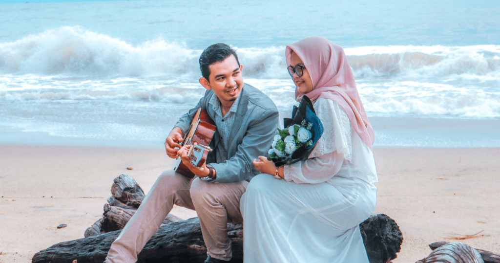 malaysian couple in beach